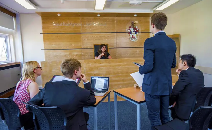 Law students practice arguing cases in our simulated courtroom