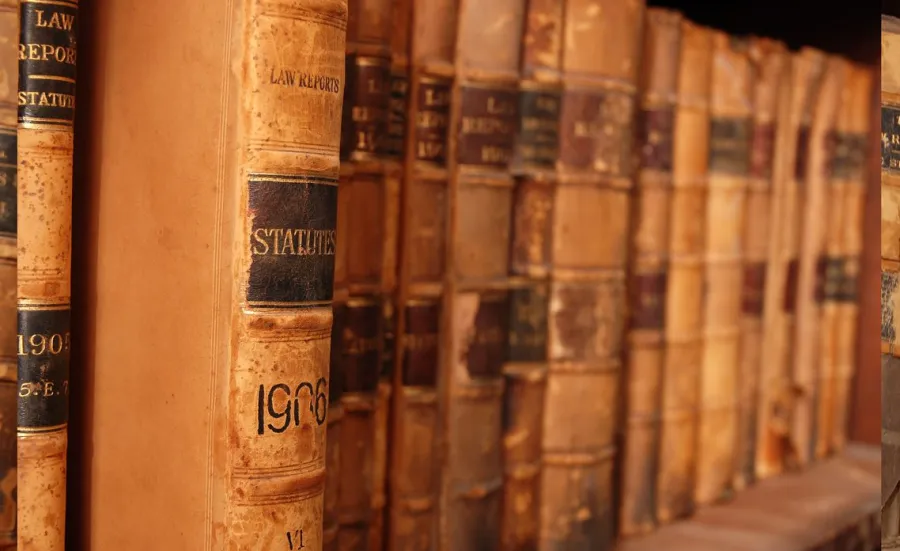 Library shelf with legal books