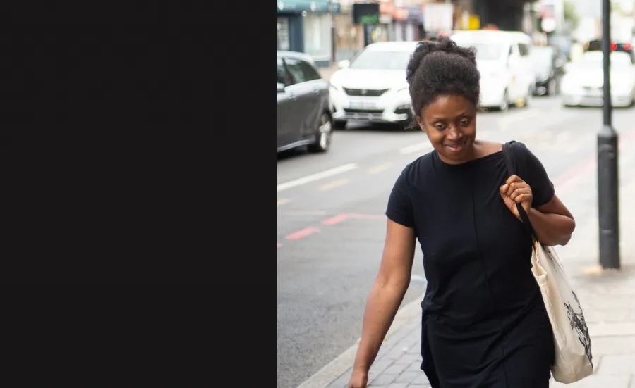 Two women walking on the street