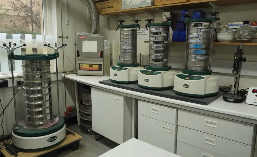 Four Sieve Shakers in the Sediment Analysis Lab