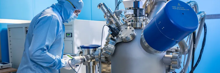 A man processing characterisation of materials in the nanofabrication facilities