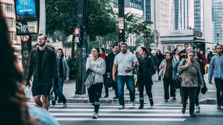 People walking in a busy city centre