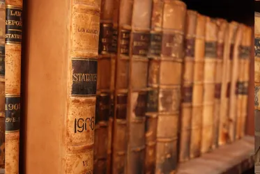 Library shelf with legal books