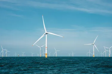 Offshore wind turbines producing renewable and green energy