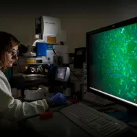 Researcher using some biomedical engineering equipment